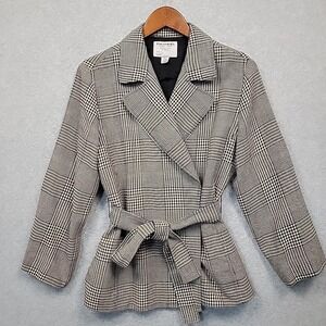 Vintage EMANUEL Ungaro Belted Houndstooth Blazer Jacket Sz 8 Made In USA SAMPLE